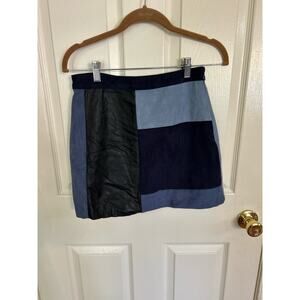 Abercrombie & Fitch Patchwork‎ Suede Colorblock Mini Skirt 15"  Size 2 ee